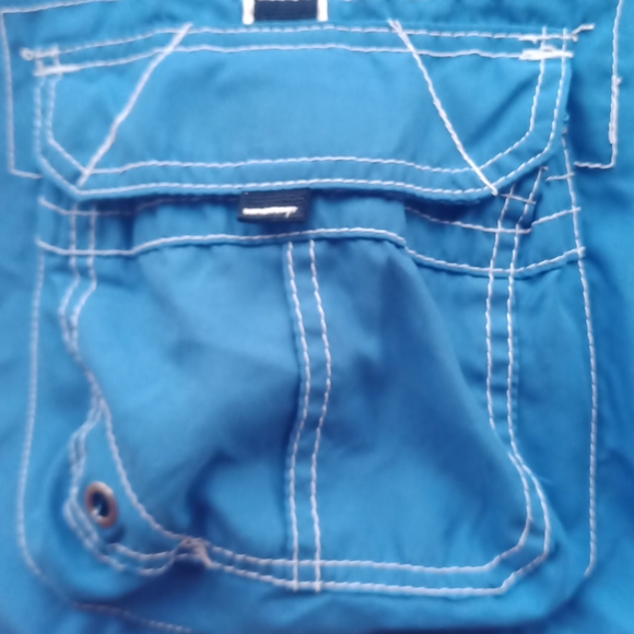 Medium Ocean Pacific black stripe blue swim trunks - Picture 7 of 12